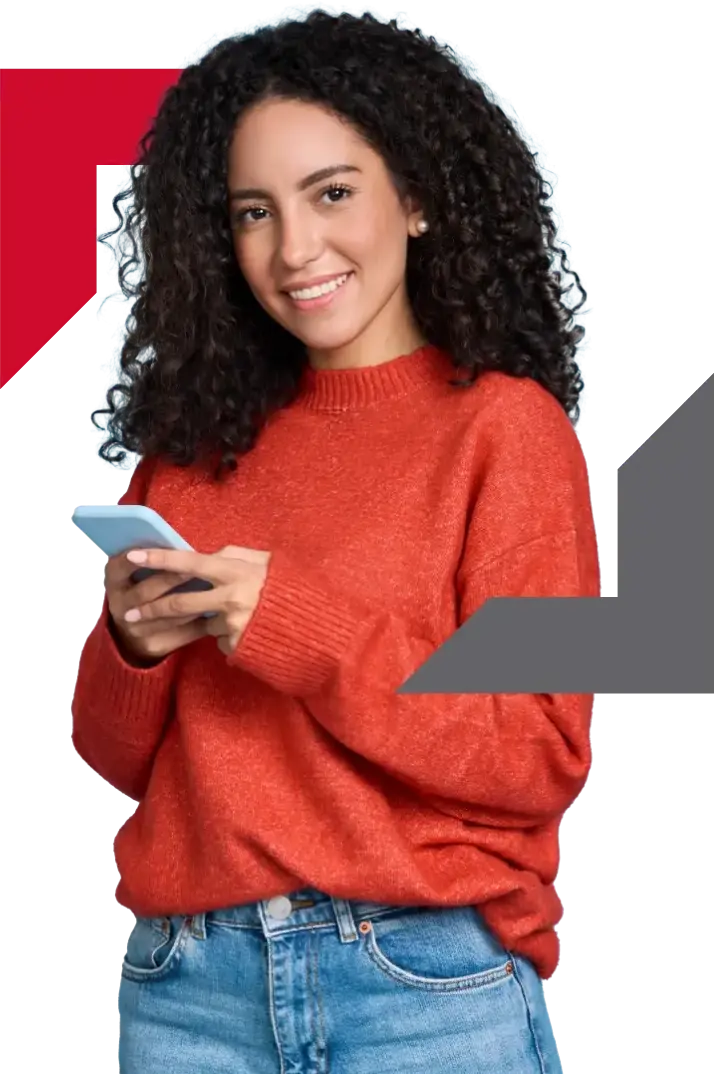 young woman holding phone